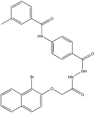 N-{4-[(2-{2-[(1-bromo-2-naphthyl)oxy]acetyl}hydrazino)carbonyl]phenyl}-3-methylbenzamide Struktur