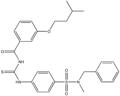 N-benzyl-4-[({[3-(isopentyloxy)benzoyl]amino}carbothioyl)amino]-N-methylbenzenesulfonamide Struktur