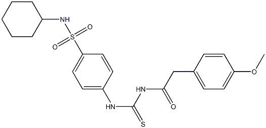 N-cyclohexyl-4-[({[2-(4-methoxyphenyl)acetyl]amino}carbothioyl)amino]benzenesulfonamide Struktur