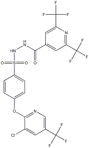 N'-[2,6-bis(trifluoromethyl)isonicotinoyl]-4-{[3-chloro-5-(trifluoromethyl)-2-pyridinyl]oxy}benzenesulfonohydrazide Struktur