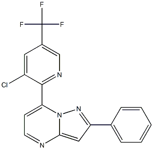 7-[3-chloro-5-(trifluoromethyl)-2-pyridinyl]-2-phenylpyrazolo[1,5-a]pyrimidine Struktur