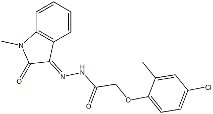 2-(4-chloro-2-methylphenoxy)-N'-(1-methyl-2-oxo-1,2-dihydro-3H-indol-3-yliden)acetohydrazide Struktur