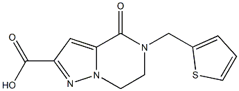 4-oxo-5-(2-thienylmethyl)-4,5,6,7-tetrahydropyrazolo[1,5-a]pyrazine-2-carboxylic acid Struktur