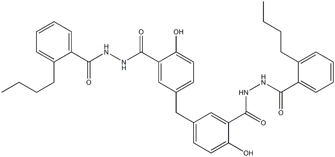 5,5'-Methylenebis[2-hydroxy-N'-(2-butylbenzoyl)benzenecarbohydrazide] Struktur