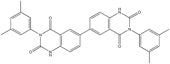 3,3'-Bis(3,5-dimethylphenyl)[6,6'-biquinazoline]-2,2',4,4'(1H,1'H,3H,3'H)-tetrone Struktur