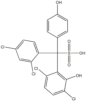 (2,4-Dichlorophenyl)(2,5-dichloro-6-hydroxyphenyl)(4-hydroxyphenyl)methanesulfonic acid Struktur