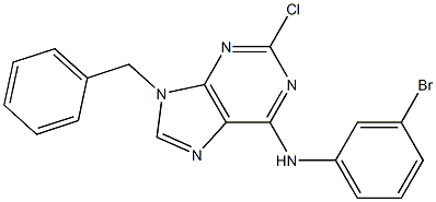 9-Benzyl-2-chloro-6-(3-bromophenylamino)-9H-purine Struktur