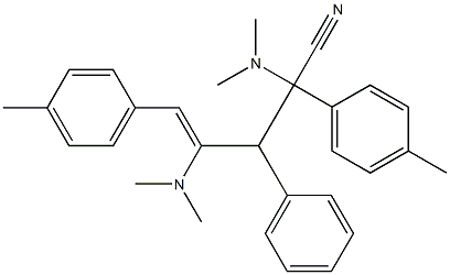 2,5-Bis(4-methylphenyl)-3-phenyl-2,4-bis(dimethylamino)-4-pentenonitrile Struktur