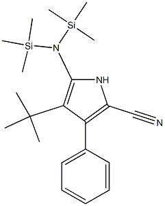 5-[Bis(trimethylsilyl)amino]-3-phenyl-4-tert-butyl-1H-pyrrole-2-carbonitrile Struktur