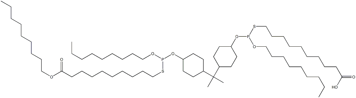 10,10'-[[Isopropylidenebis(4,1-cyclohexanediyloxy)]bis[(nonyloxy)phosphinediylthio]]bis(decanoic acid nonyl) ester Struktur