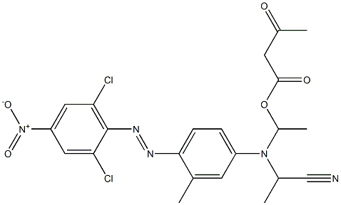 Acetoacetic acid 1-[N-(1-cyanoethyl)-N-[4-(2,6-dichloro-4-nitrophenylazo)-3-methylphenyl]amino]ethyl ester Struktur