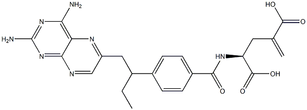 (2S)-2-[4-[1-Ethyl-2-(2,4-diamino-6-pteridinyl)ethyl]benzoylamino]-4-methyleneglutaric acid Struktur