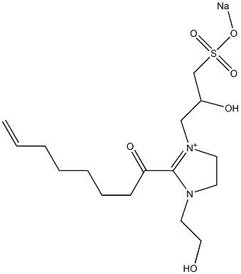 1-(2-Hydroxyethyl)-3-[2-hydroxy-3-(sodiooxysulfonyl)propyl]-2-(7-octenoyl)-2-imidazoline-3-ium Struktur