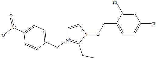 1-(2,4-Dichlorobenzyloxy)-2-ethyl-3-(4-nitrobenzyl)-1H-imidazol-3-ium Struktur