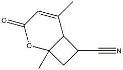 1,5-Dimethyl-3-oxo-2-oxabicyclo[4.2.0]oct-4-ene 7-carbonitrile Struktur