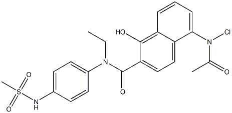 5-Chloroacetylamino-N-ethyl-1-hydroxy-N-[4-(methylsulfonylamino)phenyl]-2-naphthalenecarboxamide Struktur