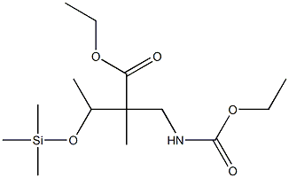 2-Methyl-2-[1-(trimethylsilyloxy)ethyl]-3-(ethoxycarbonylamino)propionic acid ethyl ester Struktur