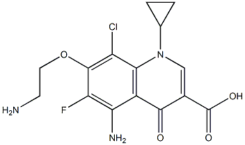 7-(2-Aminoethoxy)-8-chloro-6-fluoro-5-amino-1-cyclopropyl-1,4-dihydro-4-oxoquinoline-3-carboxylic acid Struktur