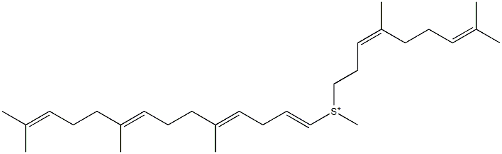 [(3Z)-4,8-Dimethyl-3,7-nonadien-1-yl][(4E,8E)-5,9,13-trimethyl-1,4,8,12-tetradecatetren-1-yl](methyl)sulfonium Struktur