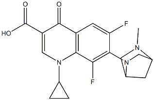 1-Cyclopropyl-1,4-dihydro-6,8-difluoro-7-(5-methyl-2,5-diazabicyclo[2.2.1]heptan-2-yl)-4-oxoquinoline-3-carboxylic acid Struktur