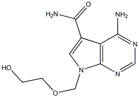 4-Amino-7-(2-hydroxyethoxymethyl)-7H-pyrrolo[2,3-d]pyrimidine-5-carboxamide Struktur