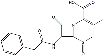 2-Carboxy-3-methyl-8-oxo-7-(2-phenylacetylamino)-5-thia-1-azabicyclo[4.2.0]oct-2-ene 5-oxide Struktur