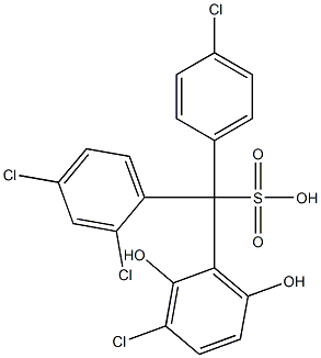 (4-Chlorophenyl)(2,4-dichlorophenyl)(3-chloro-2,6-dihydroxyphenyl)methanesulfonic acid Struktur