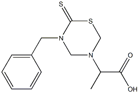 2-[(5-Benzyl-6-thioxotetrahydro-2H-1,3,5-thiadiazin)-3-yl]propanoic acid Struktur