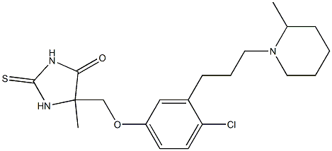 5-[[4-Chloro-3-[3-(2-methylpiperidino)propyl]phenoxy]methyl]-5-methyl-2-thioxoimidazolidin-4-one Struktur