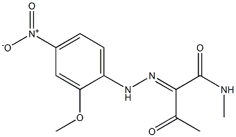 2-[2-(4-Nitro-2-methoxyphenyl)hydrazono]-1-(methylamino)butane-1,3-dione Struktur