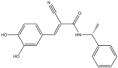 2-Cyano-3-(3,4-dihydroxyphenyl)-N-[(R)-1-phenylethyl]acrylamide Struktur