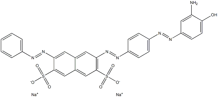 2-[[4-[(3-Amino-4-hydroxyphenyl)azo]phenyl]azo]-7-(phenylazo)-3,6-naphthalenedisulfonic acid disodium salt Struktur