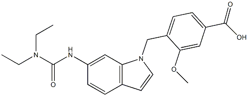 4-[6-[3,3-Diethylureido]-1H-indol-1-ylmethyl]-3-methoxybenzoic acid Struktur