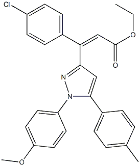 (Z)-3-(4-Chlorophenyl)-3-[[1-(4-methoxyphenyl)-5-(4-methylphenyl)-1H-pyrazol]-3-yl]propenoic acid ethyl ester Struktur