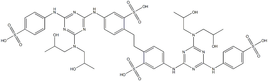 2,2'-(1,2-Ethanediyl)bis[5-[[4-[bis(2-hydroxypropyl)amino]-6-[(4-sulfophenyl)amino]-1,3,5-triazin-2-yl]amino]benzenesulfonic acid] Struktur