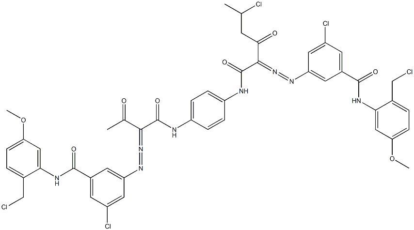 3,3'-[2-(1-Chloroethyl)-1,4-phenylenebis[iminocarbonyl(acetylmethylene)azo]]bis[N-[2-(chloromethyl)-5-methoxyphenyl]-5-chlorobenzamide] Struktur