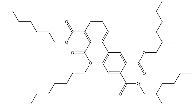 1,1'-Biphenyl-2,3,3',4'-tetracarboxylic acid 2,3-diheptyl 3',4'-di(2-methylhexyl) ester Struktur