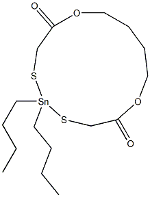 2,2-Dibutyl-6,11-dioxa-2-stanna-1,3-dithiacyclotridecane-5,12-dione Struktur