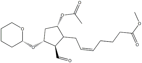 (Z)-7-[(1S,2R,3R,4R)-1-Acetoxy-3-formyl-4-[(tetrahydro-2H-pyran)-2-yloxy]cyclopentan-2-yl]-5-heptenoic acid methyl ester Struktur