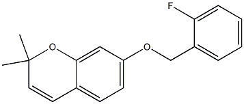 7-(2-Fluorobenzyloxy)-2,2-dimethyl-2H-1-benzopyran Struktur