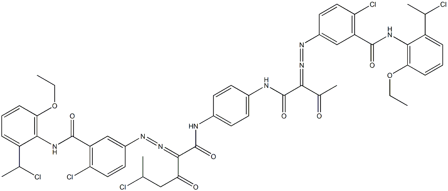 3,3'-[2-(1-Chloroethyl)-1,4-phenylenebis[iminocarbonyl(acetylmethylene)azo]]bis[N-[2-(1-chloroethyl)-6-ethoxyphenyl]-6-chlorobenzamide] Struktur