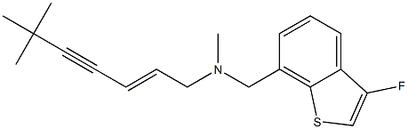 (2E)-6,6,N-Trimethyl-N-(3-fluoro-1-benzothiophen-7-ylmethyl)-2-hepten-4-yn-1-amine Struktur