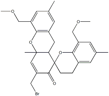 3-Bromomethyl-5,8'-bis(methoxymethyl)-3',4',4a,9a-tetrahydro-4a,6',7-trimethylspiro[9H-xanthene-1(2H),2'-[2H-1]benzopyran]-2-one Struktur