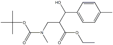 3-p-Tolyl-3-hydroxy-2-[[(tert-butoxycarbonyl)(methyl)amino]methyl]propanoic acid ethyl ester Struktur