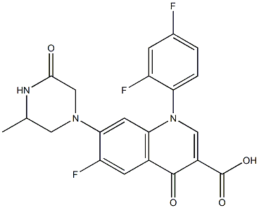 1-(2,4-Difluorophenyl)-7-(3-methyl-5-oxopiperazino)-6-fluoro-1,4-dihydro-4-oxoquinoline-3-carboxylic acid Struktur