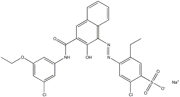 2-Chloro-5-ethyl-4-[[3-[[(3-chloro-5-ethoxyphenyl)amino]carbonyl]-2-hydroxy-1-naphtyl]azo]benzenesulfonic acid sodium salt Struktur