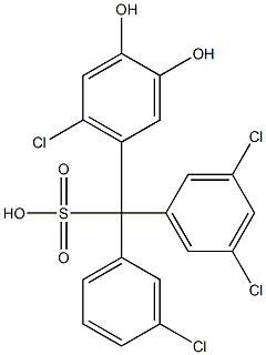 (3-Chlorophenyl)(3,5-dichlorophenyl)(6-chloro-3,4-dihydroxyphenyl)methanesulfonic acid Struktur