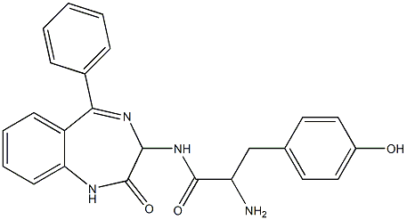 N-[(2,3-Dihydro-2-oxo-5-phenyl-1H-1,4-benzodiazepin)-3-yl]-2-amino-3-(4-hydroxyphenyl)propanamide Struktur