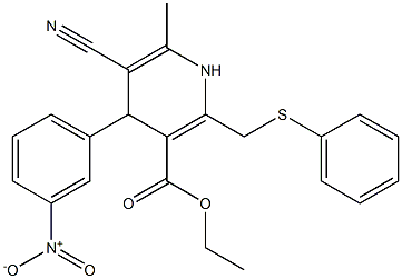 5-Cyano-1,4-dihydro-6-methyl-2-[phenylthiomethyl]-4-(3-nitrophenyl)pyridine-3-carboxylic acid ethyl ester Struktur