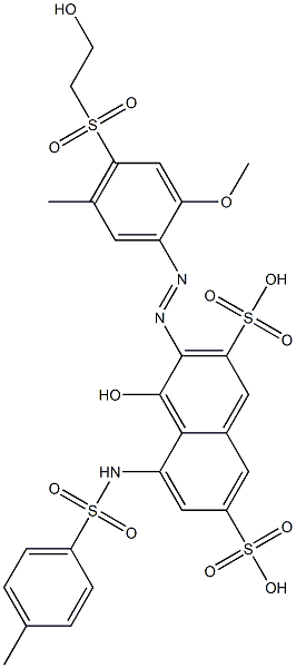 4-Hydroxy-3-[4-(2-hydroxyethylsulfonyl)-2-methoxy-5-methylphenylazo]-5-tosylamino-2,7-naphthalenedisulfonic acid Struktur